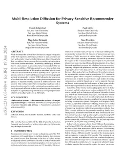 Multi-Resolution Diffusion for Privacy-Sensitive Recommender Systems