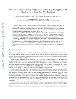 Towards the Impossibility of Quantum Public Key Encryption with
  Classical Keys from One-Way Functions
