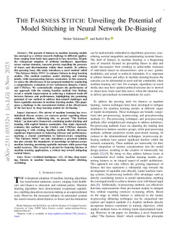 The Fairness Stitch: Unveiling the Potential of Model Stitching in
  Neural Network De-Biasing