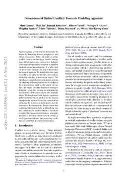 Dimensions of Online Conflict: Towards Modeling Agonism