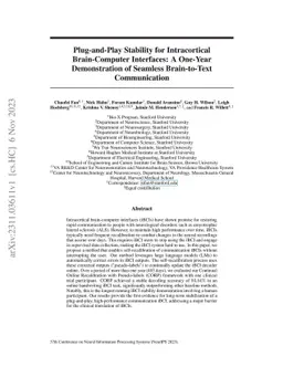 Plug-and-Play Stability for Intracortical Brain-Computer Interfaces: A
  One-Year Demonstration of Seamless Brain-to-Text Communication