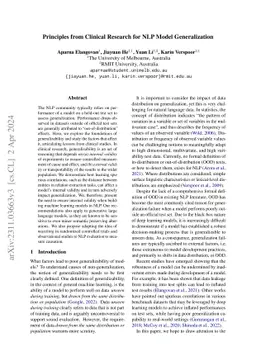 Principles from Clinical Research for NLP Model Generalization