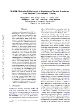 CBSiMT: Mitigating Hallucination in Simultaneous Machine Translation
  with Weighted Prefix-to-Prefix Training
