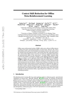 Context Shift Reduction for Offline Meta-Reinforcement Learning