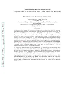 Generalized Hybrid Search and Applications to Blockchain and Hash
  Function Security