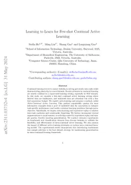 Learning to Learn for Few-shot Continual Active Learning