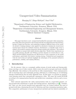 Unsupervised Video Summarization