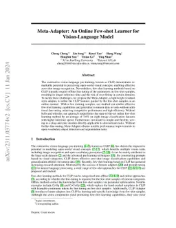 Meta-Adapter: An Online Few-shot Learner for Vision-Language Model