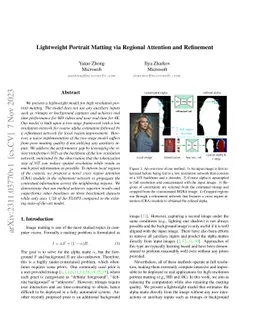 Lightweight Portrait Matting via Regional Attention and Refinement