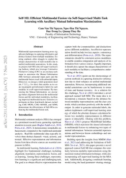 Self-MI: Efficient Multimodal Fusion via Self-Supervised Multi-Task
  Learning with Auxiliary Mutual Information Maximization