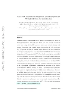 Multi-view Information Integration and Propagation for Occluded Person
  Re-identification