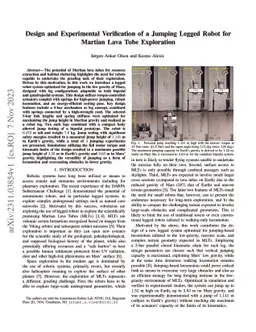 Design and Experimental Verification of a Jumping Legged Robot for
  Martian Lava Tube Exploration