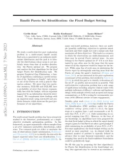 Bandit Pareto Set Identification: the Fixed Budget Setting