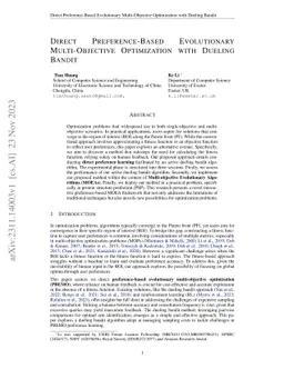 Direct Preference-Based Evolutionary Multi-Objective Optimization with Dueling Bandit