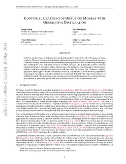 Continual Learning of Diffusion Models with Generative Distillation