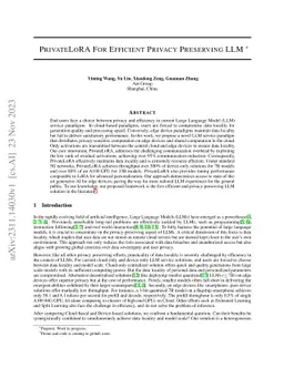 PrivateLoRA For Efficient Privacy Preserving LLM
