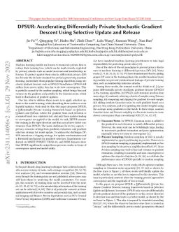 DPSUR: Accelerating Differentially Private Stochastic Gradient Descent
  Using Selective Update and Release