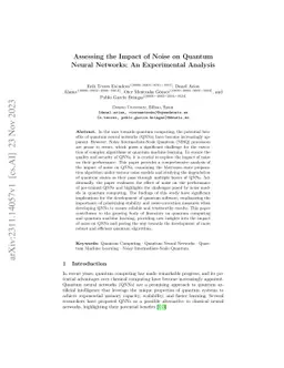 Assessing the Impact of Noise on Quantum Neural Networks: An
  Experimental Analysis