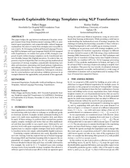 Towards Explainable Strategy Templates using NLP Transformers