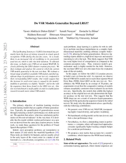Do VSR Models Generalize Beyond LRS3?