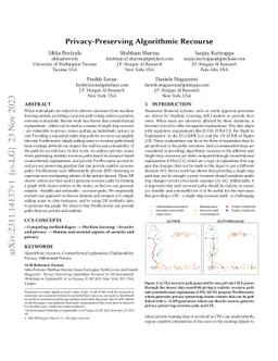 Privacy-Preserving Algorithmic Recourse