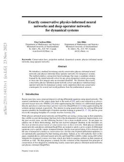 Exactly conservative physics-informed neural networks and deep operator
  networks for dynamical systems