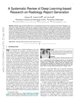 A Systematic Review of Deep Learning-based Research on Radiology Report
  Generation