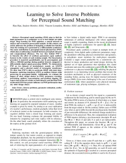 Learning to Solve Inverse Problems for Perceptual Sound Matching