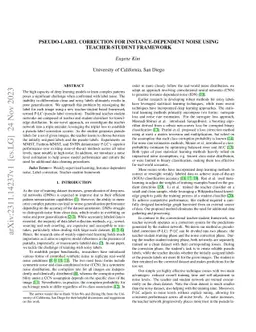 Pseudo-label Correction for Instance-dependent Noise Using
  Teacher-student Framework