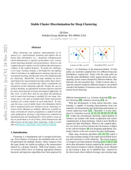 Stable Cluster Discrimination for Deep Clustering