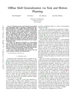Offline Skill Generalization via Task and Motion Planning