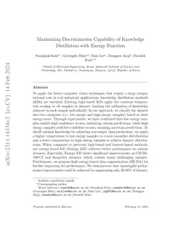 Maximizing Discrimination Capability of Knowledge Distillation with Energy Function