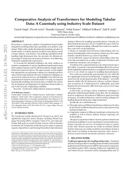 Comparative Analysis of Transformers for Modeling Tabular Data: A
  Casestudy using Industry Scale Dataset