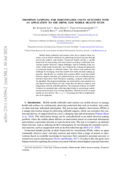 Thompson sampling for zero-inflated count outcomes with an application
  to the Drink Less mobile health study