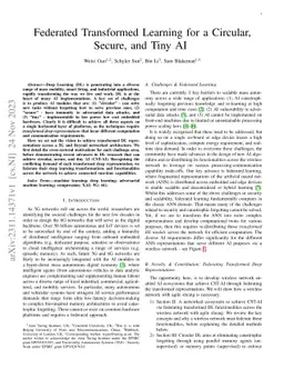 Federated Transformed Learning for a Circular, Secure, and Tiny AI