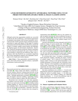 A Parameterized Generative Adversarial Network Using Cyclic Projection
  for Explainable Medical Image Classification