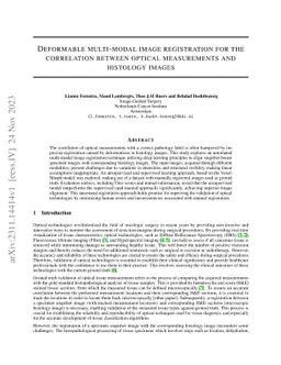 Deformable multi-modal image registration for the correlation between
  optical measurements and histology images