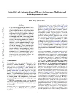 StableSSM: Alleviating the Curse of Memory in State-space Models through
  Stable Reparameterization