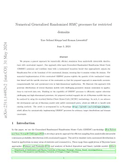 Numerical Generalized Randomized HMC processes for restricted domains