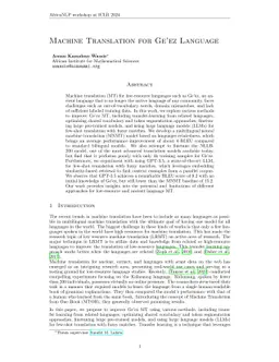 Machine Translation for Geéz Language