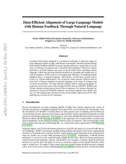 Data-Efficient Alignment of Large Language Models with Human Feedback
  Through Natural Language