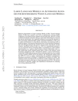 Large Language Models as Automated Aligners for benchmarking
  Vision-Language Models