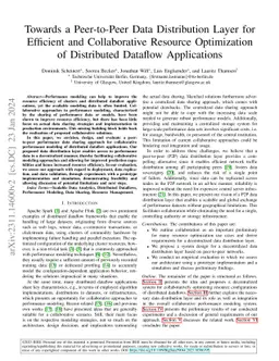 Towards a Peer-to-Peer Data Distribution Layer for Efficient and
  Collaborative Resource Optimization of Distributed Dataflow Applications