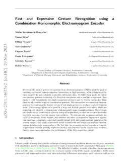 Fast and Expressive Gesture Recognition using a Combination-Homomorphic
  Electromyogram Encoder