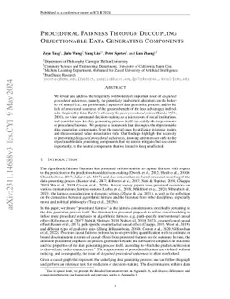Procedural Fairness Through Decoupling Objectionable Data Generating
  Components