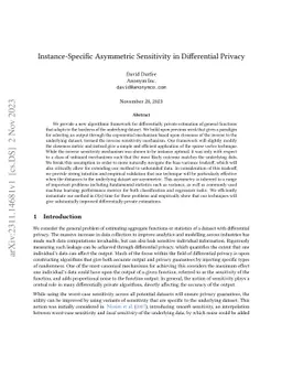 Instance-Specific Asymmetric Sensitivity in Differential Privacy