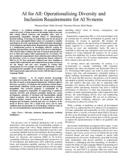 AI for All: Operationalising Diversity and Inclusion Requirements for AI
  Systems