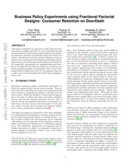 Business Policy Experiments using Fractional Factorial Designs: Consumer
  Retention on DoorDash