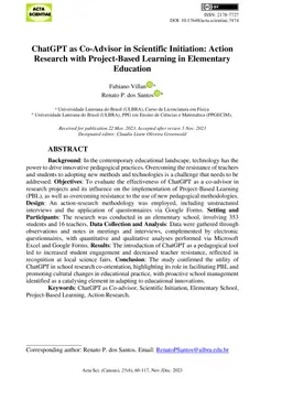 ChatGPT as Co-Advisor in Scientific Initiation: Action Research with
  Project-Based Learning in Elementary Education