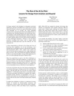 The Rise of the AI Co-Pilot: Lessons for Design from Aviation and Beyond